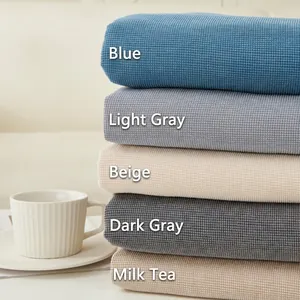 Waffle texture sofa cover collection in blue, grey and beige with soft cotton fabric