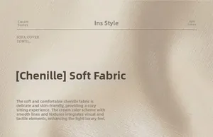 Detailed texture of cream chenille sofa cover showing soft striped fabric pattern