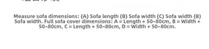 Detailed sizing chart and measurement guide for cat-proof sofa cover dimensions