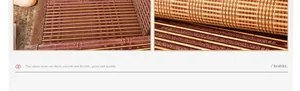 Detailed close-up of natural woven rattan sofa mat with reinforced brown floral border