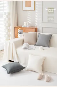 Detail of waterproof teddy velvet pillow cover with high-density scratch-resistant texture