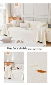 Beige waterproof teddy fleece sofa cover detail showing textured fabric and water resistance