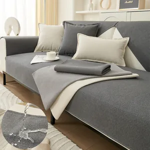 Wasserdichte Katzenkratzfeste Sofakissenbezug Für Haustiere Rutschfeste Chenille Sofaschutz Wohnzimmer Home Decor Einfarbige Sektionssofa Bezug