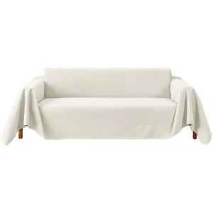 Nordic cream waterproof corduroy sofa cover protector with full-coverage minimalist design