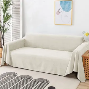Telo Copridivano Impermeabile in Poliestere Texture a Costine Antiscivolo Silicone Tinta Unita Protezione Mobili Giapponese