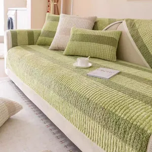 Faux Rabbit Fur Thickened Sofa Cover Mat Anti Slip Striped Plush Sofa Cushion For Living Room Modern Soft Furniture Protector