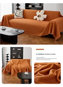 Textura de gofre del protector de sofá impermeable naranja quemado y tela antiarañazos