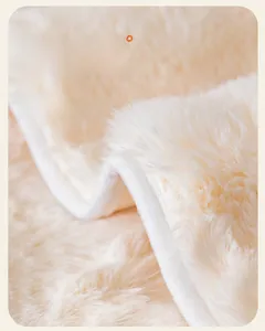 Detail of premium plush sofa cover featuring thick faux rabbit fur and durable hemmed edges