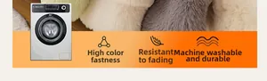 Detail of plush faux rabbit fur sofa cover texture showing machine washable durability