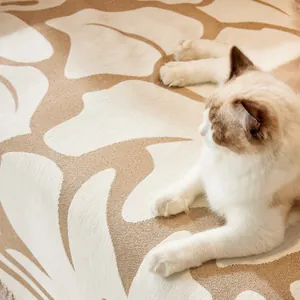 Housse de canapé luxe nordique avec motif jacquard de feuilles couleur crème