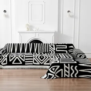 Bohemian Chenille Sofa Cover Geometric Jacquard Throw Blanket With Tassels For Living Room Furniture Protector Decorative