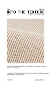 Detailed macro texture of cream chenille sofa cover fabric with ribbed woven pattern