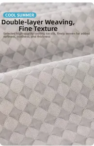 Close-up of cool-feeling ice silk fabric with dense dual-weave waffle texture