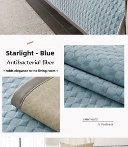 Detailed view of Starry Blue cooling sofa mat with non-slip backing and diamond quilting