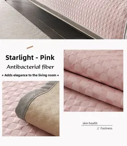 Pink cooling sofa mat with diamond texture and non-slip backing detail