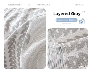 Macro detail of breathable grey ice silk cooling sofa fabric with geometric patterns