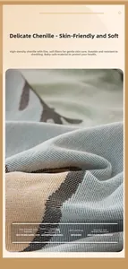 Macro detail of high-gram chenille sofa cover showing soft texture and woven pattern