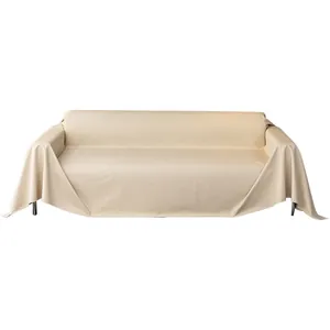 Waterproof beige sheepskin faux leather sofa cover with minimalist draping and non-slip texture