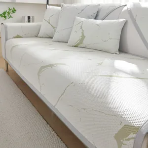 Modern Minimalist Ice Silk Summer Sofa Cushion Cooling Marble Pattern Non-Slip Sofa Cover For Living Room Furniture Protector
