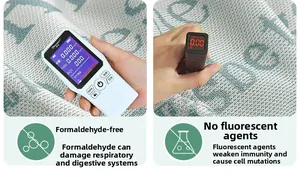 Detail showing non-toxic cooling sofa mat tested for zero formaldehyde and fluorescence