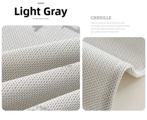 Macro view showing fine mesh texture of light gray ice silk chenille sofa cover fabric