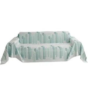 Cool ice silk sofa cover with light green geometric patterns and chic typography