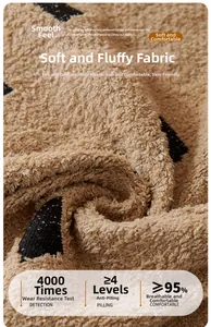 Detailed macro view of soft bouclé fabric texture with wear-resistant performance data