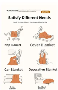 Versatile orange plaid textured throw blanket for sofa, bed, car, and home decoration