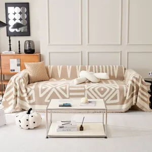 Boho Chenille Sofabezug Handtuch Mit Fransen Geometrische Jacquard Überwurfdecke Für Sofa Modern Minimalistische Heimdekoration