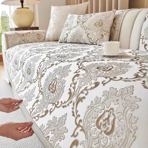Cojín de Sofá de Jacquard de Damasco Europeo Funda de Sofá de Chenilla de Alta Precisión Antideslizante Protector de Muebles para Sala de Estar Decorativo Cuatro Estaciones