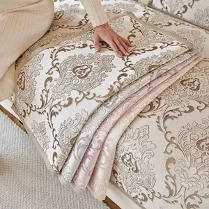Funda de sofá de jacquard damasco europeo con bordado floral y tejido texturizado