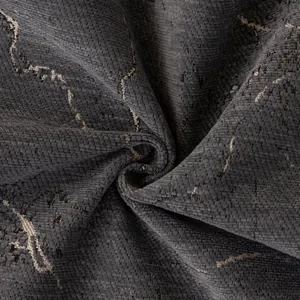 Modern minimalist dark grey chenille sofa cover with textured gold patterns