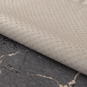 Modern grey chenille sofa cover with marble pattern and non-slip backing detail