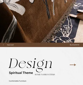 Detail of dark brown chenille sofa cover with floral pattern and fringe edges