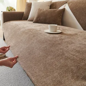 Modern Solid Color Chenille Sofa Cover Water Resistant Non Slip Sofa Cushion Thick Furniture Protector For Living Room Sectional Sofa Couch Cover