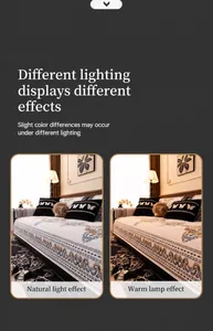 Detailed comparison of chenille sofa cushion texture under natural and warm lighting