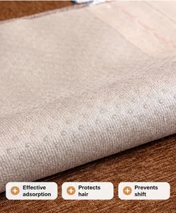 Detail of chenille sofa cushion with non-slip silicone backing for furniture protection