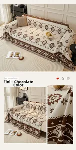 Detailed close-up of bohemian sofa throw with geometric patterns and gray tassels