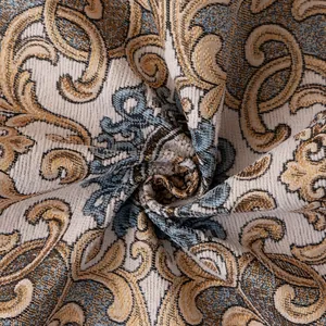 Coussin de canapé en chenille européenne avec jacquard damassé champagne et antidérapant