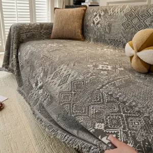 Böhmisch Chenille Sofa Überwurf Handtuch Geometrisch Jacquard Decke Mit Quasten Schutzhülle Für Wohnzimmer Heimdeko