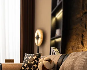 Detail of linen-style woven sofa cover with breathable and scratch-resistant fabric texture