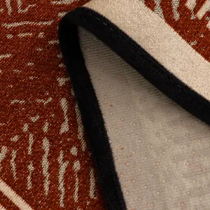 Dickes Chenille-Sofakissen mit rostroter Textur und rutschfester Unterseite