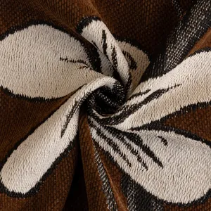 Retro chenille sofa cover with vintage jacquard pattern and thick woven texture fabric