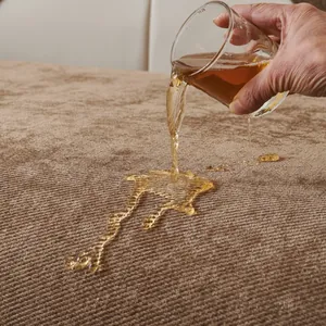 Waterproof coffee brown chenille sofa cover with striped texture and anti-stain fabric