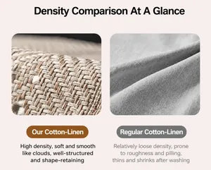 Detailed comparison showing premium high-density faux linen fabric texture versus standard weave