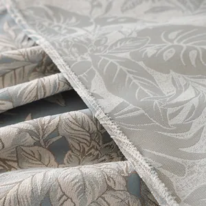 French vintage chenille sofa cover with tropical palm leaf pattern and elegant ruffles