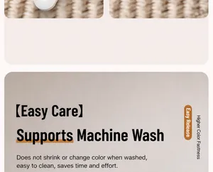 Detail showing formaldehyde-free linen fabric with machine washable and anti-fading features