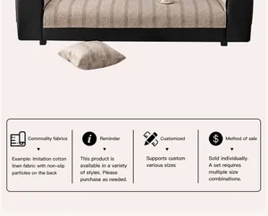 Detail showing anti-slip silicone particles on the back of the linen texture sofa cover