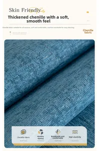 Détail du tissu bleu chenille pour housse de canapé montrant une texture respirante