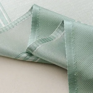 Cooling ice silk sofa cover fabric in light green mesh with elegant satin edging